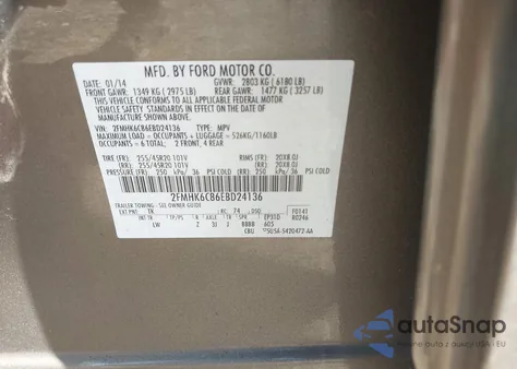 2014 Ford Flex Sel from USA, damaged, VIN 2FMHK6C86EBD24136